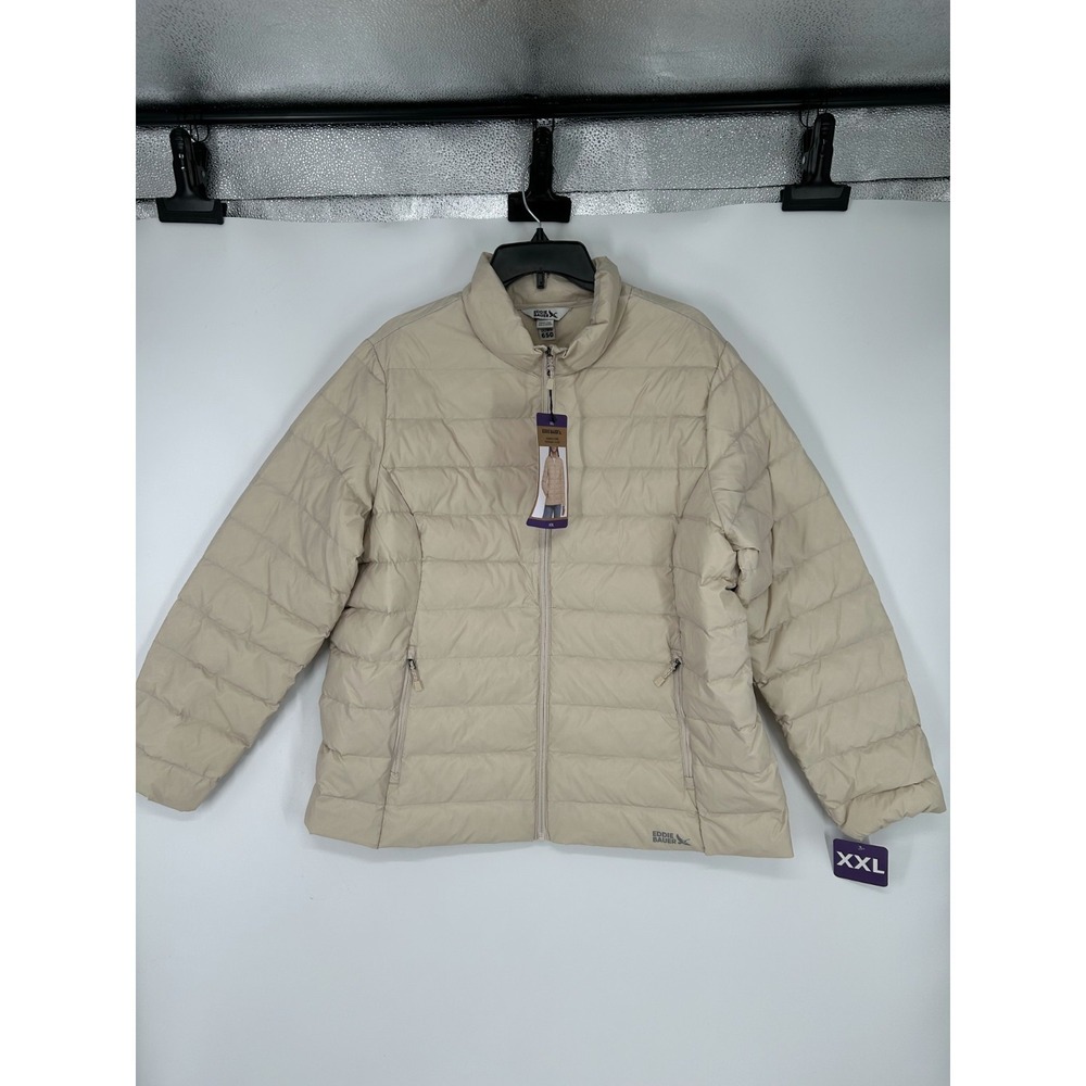 Eddie Bauer Packable Down 650 Jacket Cream Insulated Puffer EB650 Womens XXL 2XL